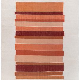 Refined Mid-Century Scandinavian Striped Light Beige Flatweave Wool Rug BB8002