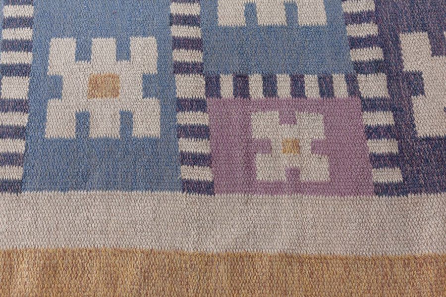 Vintage Swedish Flat Woven Rug by Sigvard Bernadotte (vitsippa) BB8019