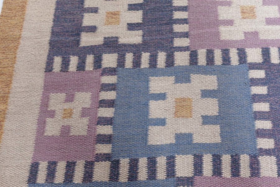 Vintage Swedish Flat Woven Rug by Sigvard Bernadotte (vitsippa) BB8019