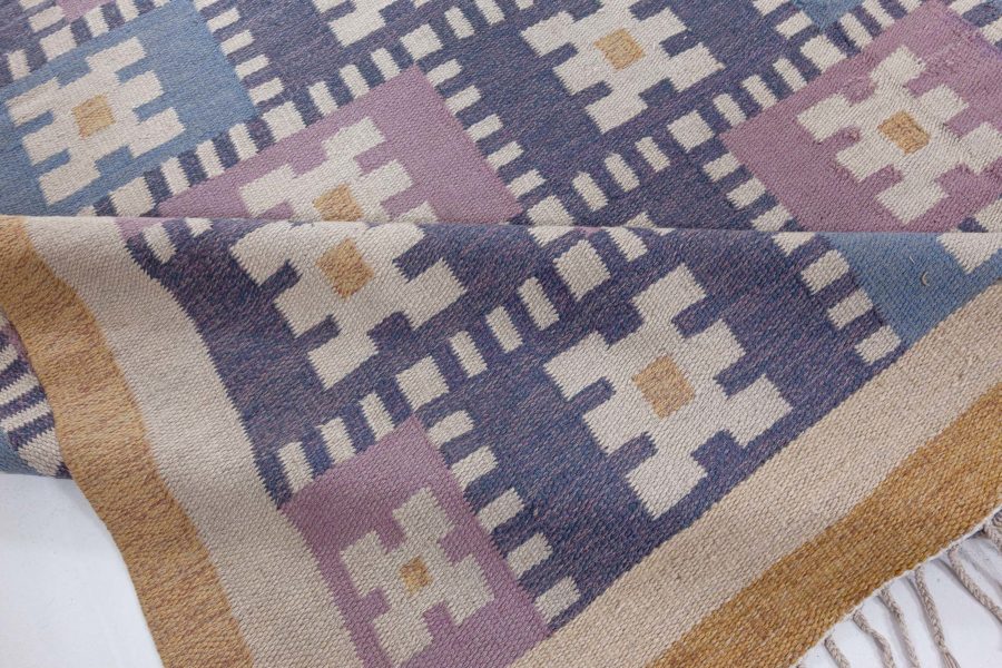 Vintage Swedish Flat Woven Rug by Sigvard Bernadotte (vitsippa) BB8019