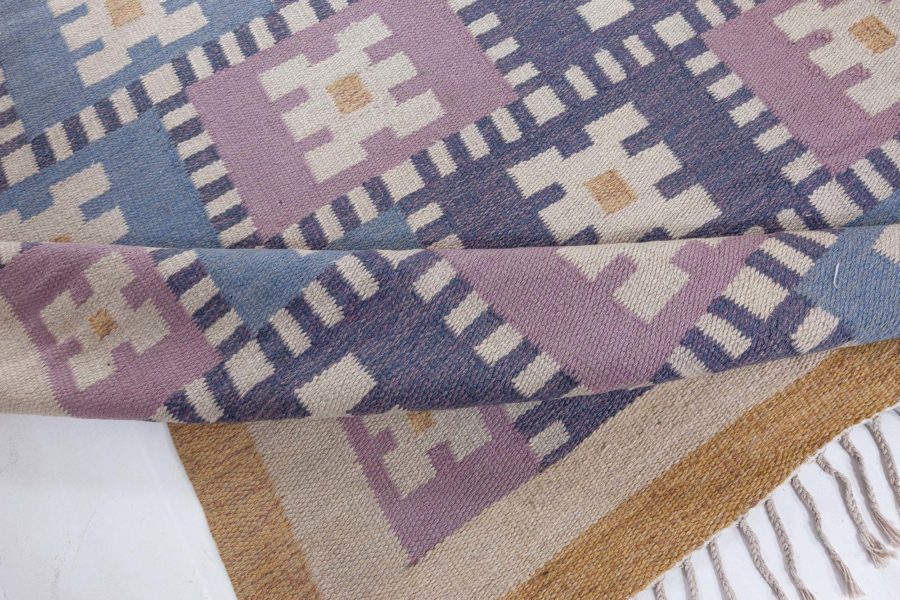 Vintage Swedish Flat Woven Rug by Sigvard Bernadotte (vitsippa) BB8019