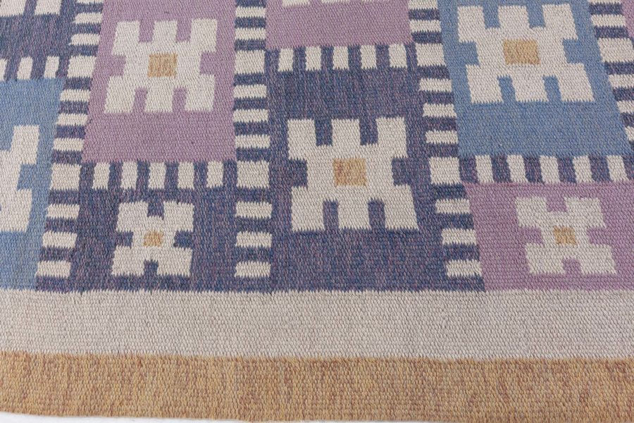 Vintage Swedish Flat Woven Rug by Sigvard Bernadotte (vitsippa) BB8019