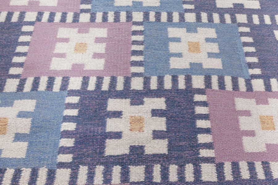 Vintage Swedish Flat Woven Rug by Sigvard Bernadotte (vitsippa) BB8019