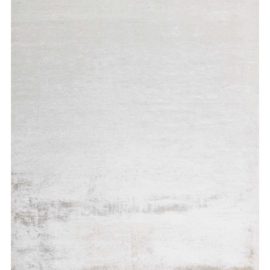 Contemporary Hand-Knotted Solid Light Gray Handmade Silk Carpet “Oyster” N12496