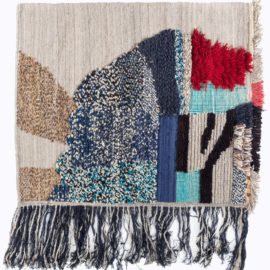 Modern Abstract Island Mosaic Cream Beige Hand-Knotted Wool Rug “Archipel” N12497