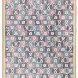 Vintage Swedish Flat Woven Rug by Sigvard Bernadotte (vitsippa) BB8019