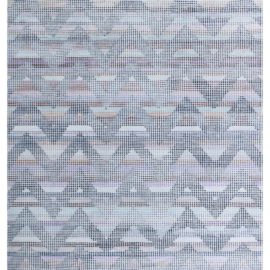 Geometric Modern Light Gray Hand-Knotted Wool & Silk Rug “Moleskin” N12502