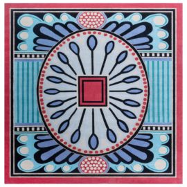 Contemporary Art Deco Cream Hand-Knotted Wool Carpet “Peacock” N12499