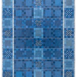 Vintage Swedish Flat Weave Rug by Ingrid Dessau (Blå rutor) BB8026