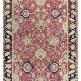Agra Indian Antique Floral Allover Ivory Hand-Knotted Wool Rug – Circa 1880 BB8036
