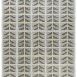 Modern Scandinavian Geometric Light Gray Flatweave Wool Oversized Rug “Plumage” N12501