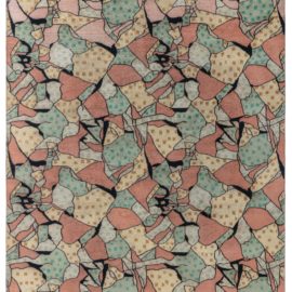 Vintage French Art Deco Abstract Cream Beige Hand-Knotted Wool Rug BB8031
