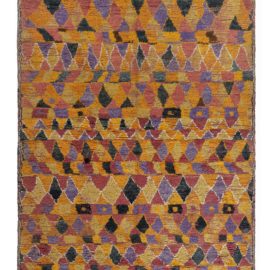 Moroccan Vintage Tribal Burnt Orange Hand-Knotted Wool Carpet BB8034