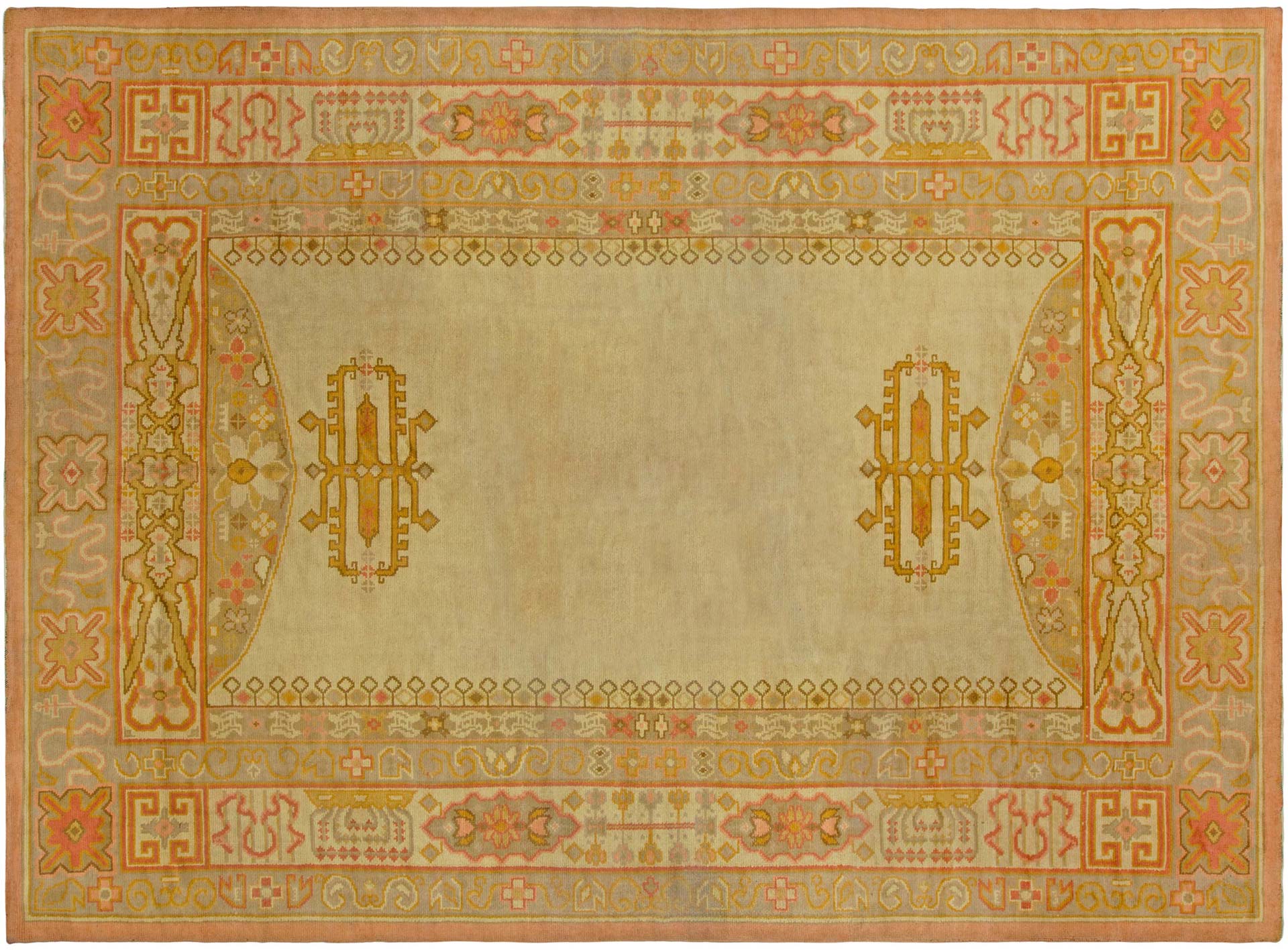 BB2785 - Vintage Art Nouveau Handmade Wool Rug