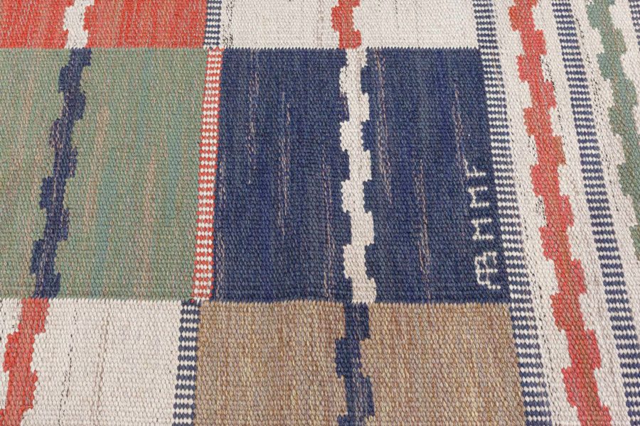 Vintage Swedish Flat Woven Rug by Marta Mass Fetterstrom (Rutmattan) BB8042