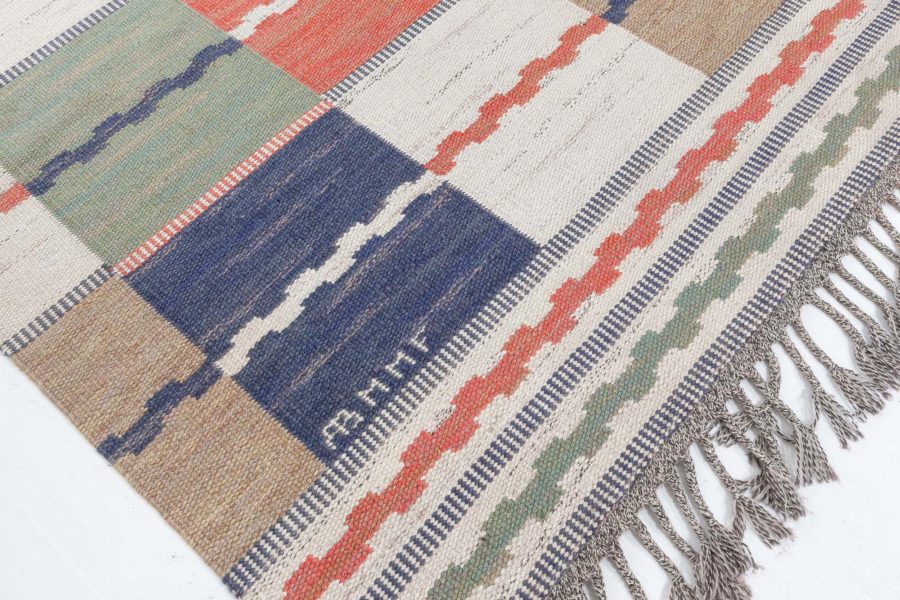 Vintage Swedish Flat Woven Rug by Marta Mass Fetterstrom (Rutmattan) BB8042