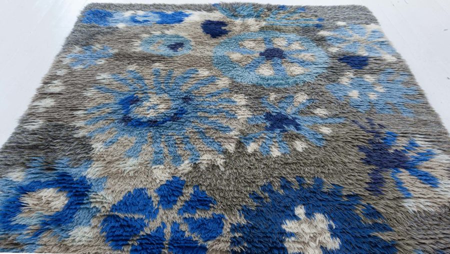 Vintage Rya Rug by Margareta Grandin Nettles (Bla Flora) BB8067