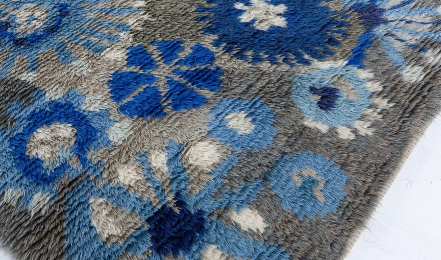 Vintage Rya Rug by Margareta Grandin Nettles (Bla Flora) BB8067