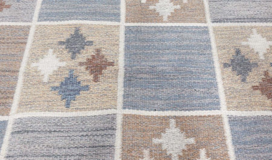 Vintage Swedish Flat Woven Rug by Rakel Carlander (Squares) BB8074