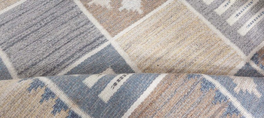 Vintage Swedish Flat Woven Rug by Rakel Carlander (Squares) BB8074