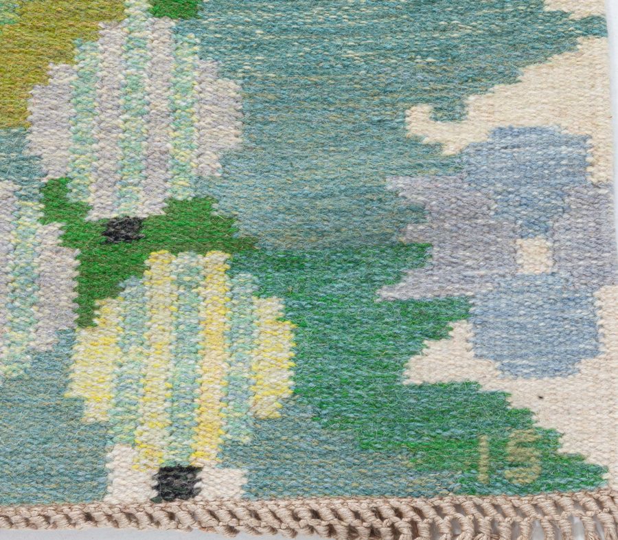 Vintage Swedish Flat Woven Rug by Ingegerd Silow BB8104