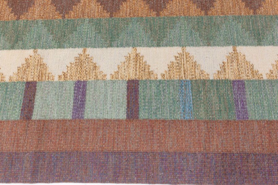 Swedish Flat Weave Rug Signed with Initials IV (possibly Inga-Mi Varneus, Rydgren) BB8121