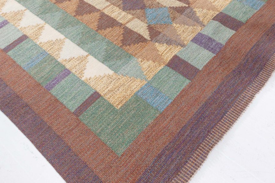 Swedish Flat Weave Rug Signed with Initials IV (possibly Inga-Mi Varneus, Rydgren) BB8121