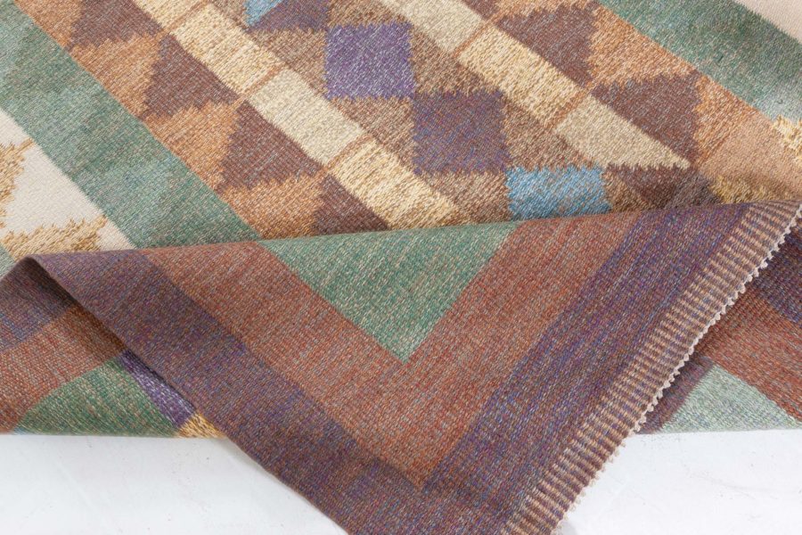 Swedish Flat Weave Rug Signed with Initials IV (possibly Inga-Mi Varneus, Rydgren) BB8121