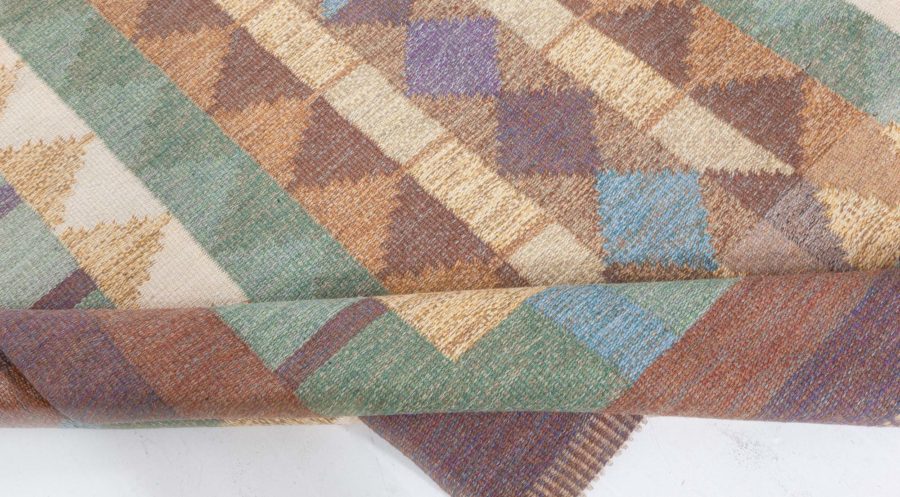 Swedish Flat Weave Rug Signed with Initials IV (possibly Inga-Mi Varneus, Rydgren) BB8121