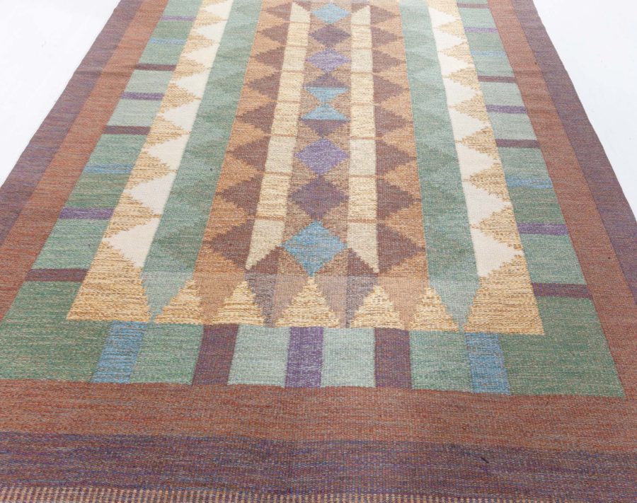 Swedish Flat Weave Rug Signed with Initials IV (possibly Inga-Mi Varneus, Rydgren) BB8121