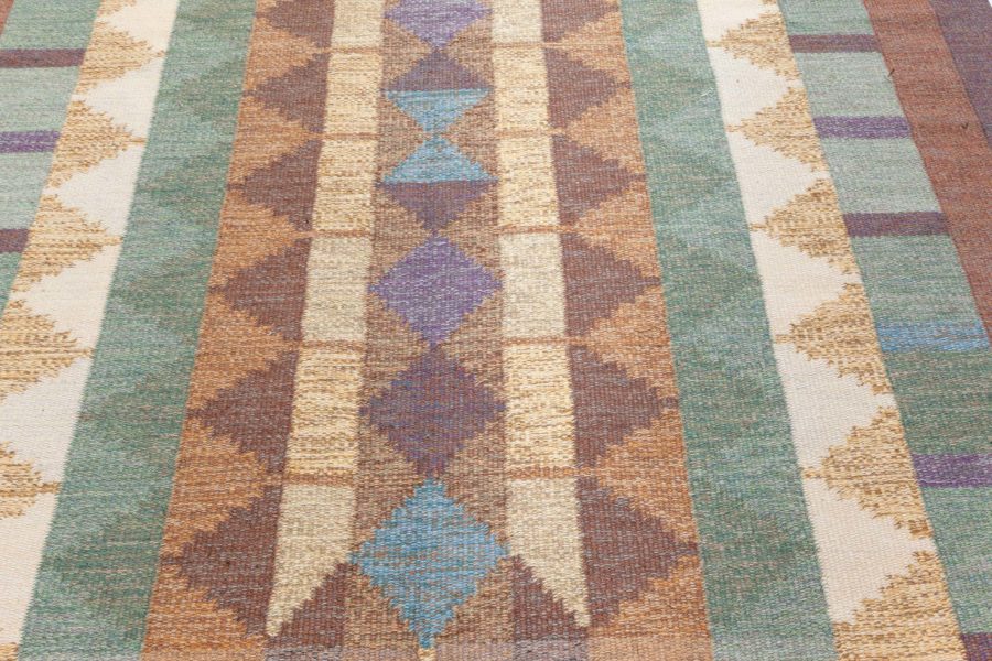 Swedish Flat Weave Rug Signed with Initials IV (possibly Inga-Mi Varneus, Rydgren) BB8121