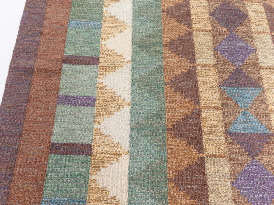 Swedish Flat Weave Rug Signed with Initials IV (possibly Inga-Mi Varneus, Rydgren) BB8121