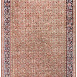 Antique Axminster English Floral Allover Warm Tan Hand-Knotted Wool Rug – Circa 1900 (Size Adjusted) Wilton BB8044