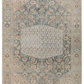 Antique Malayer Persian Floral Medallion Pale Sand Hand-Knotted Wool Rug – Circa 1920 BB8048