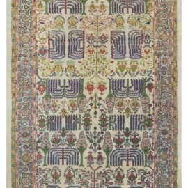 Antique Sultanabad Persian Allover Geometric Ivory Hand-Knotted Wool Carpet – Circa 1920 BB8109