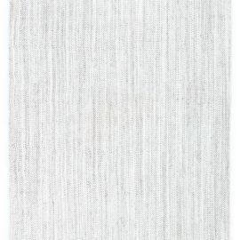 “Cadence” Modern Flatweave Stripes Light Gray Handmade Wool Rug N12540