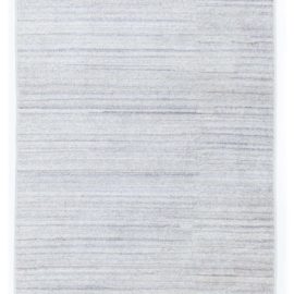 “Frostfall” Modern Hand-Knotted Solid Light Gray Handmade Wool Runner N12526