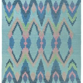 Contemporary Scandinavian Chevron Slate Gray Flatweave Wool Rug “Pelagic” N12535
