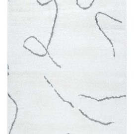 Abstract Modern Script Light Gray Handmade Wool & Silk Runner “Scriptura” N12528