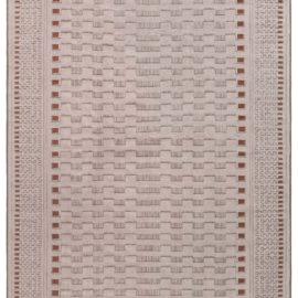 Modern Aubusson Geometric Light Beige Flatweave Wool & Silk Rug “Terraglyph” Designed By Arthur Dunnam N12299