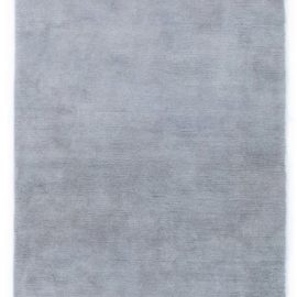 “Cendre” Contemporary Solid Light Gray Hand-Knotted Wool Runner N12524