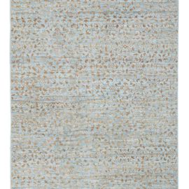 Modern Damask Light Gray Hand-Knotted Wool & Silk Runner “Arabesque” N12515
