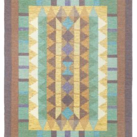 Vintage Swedish Geometric Brown Flatweave Wool Rug Signed Initials Iv (Possibly Inga-Mi Varneus Rydgren) BB8121