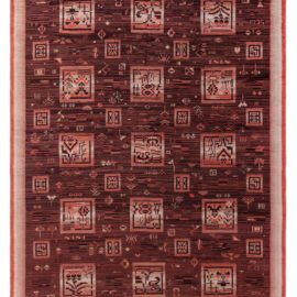 Mid-Century Swedish Geometric Brown Hand-Knotted Wool Rug Pile Rug By Emil Edvard Danielsson (The Finsk) BB8076