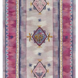 Swedish Vintage Geometric Light Gray Hand-Knotted Wool Carpet Pile Rug By Martha Ghan BB8095