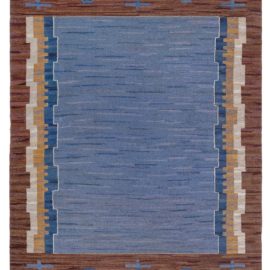 Vintage Scandinavian Geometric Cream Beige Flatweave Wool Rug By Johanna Bruns VäVskola BB8055