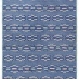 Swedish Mid-Century Geometric Slate Gray Flatweave Wool Carpet By A Bindd BB8090