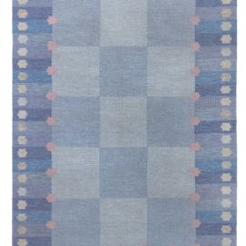 Mid-Century Scandinavian Geometric Pale Sand Flatweave Wool Rug By Agda ÖSterberg BB8060