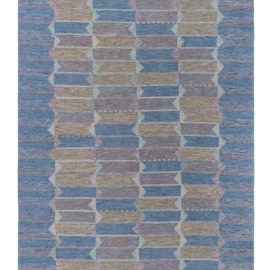 Scandinavian Mid-Century Geometric Cream Beige Flatweave Wool Carpet BB8075