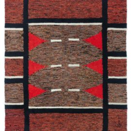 Scandinavian Mid-Century Geometric Brick Red Flatweave Wool Rug Rag BB8110